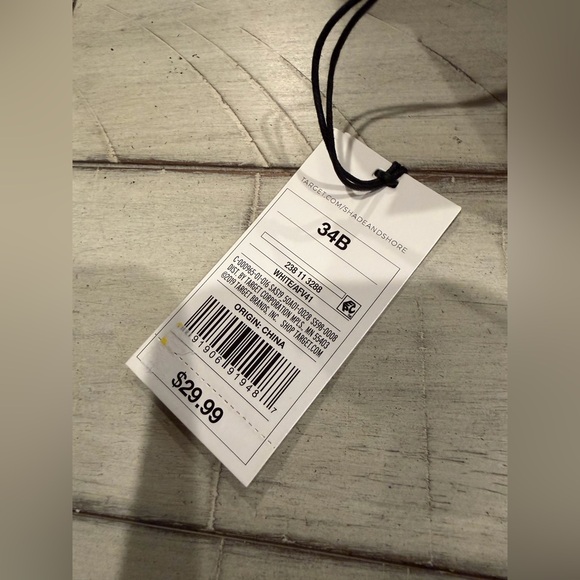 NWT Shade & Shore Women's Lightly Lined Ribbed V-Wire Bikini Top, 34B, White - Picture 5 of 5